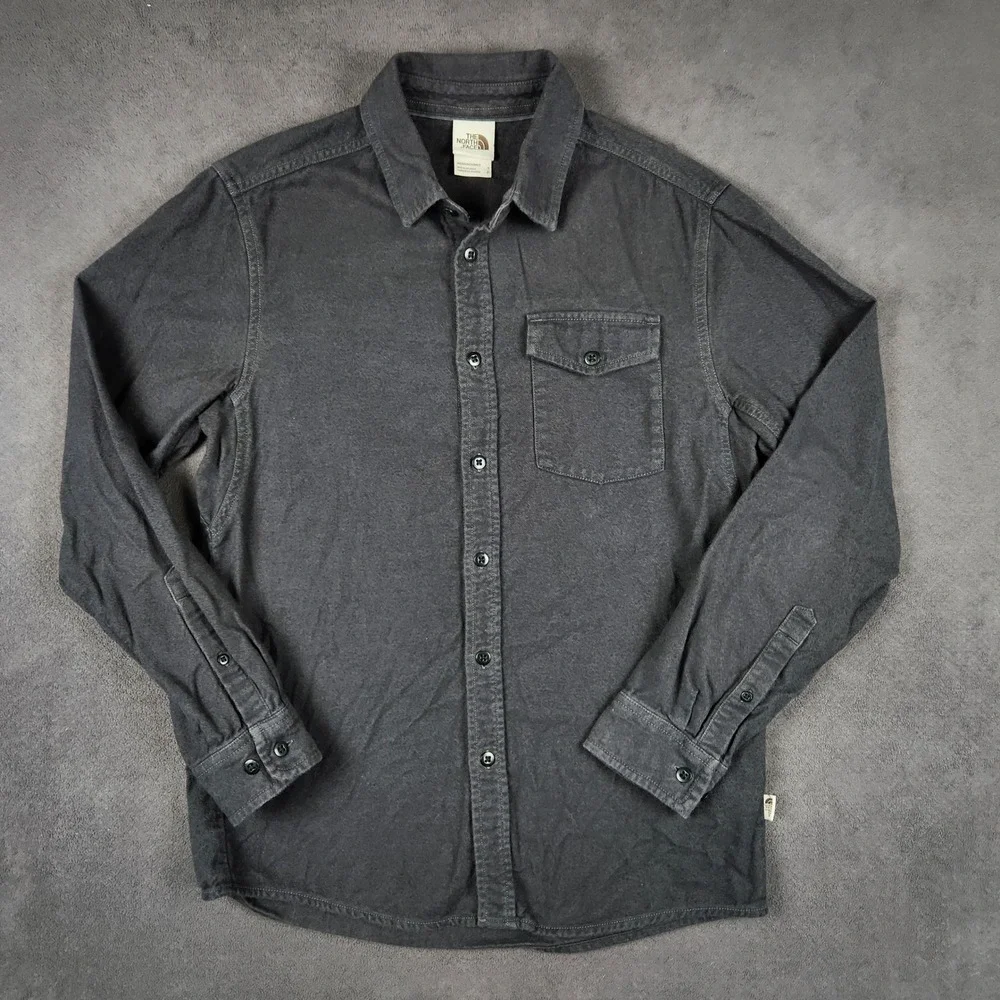 The North Face Arroyo Flannel Shirt Mens Small Gray Long Sleeve Button Up Cotton